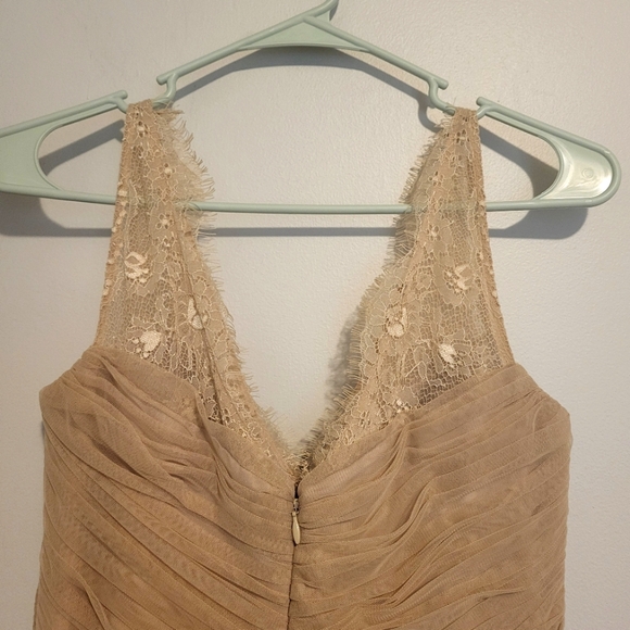 Anthropologie x BHLDN Hitherto Sleeveless Lace FLEUR Midi Dress Sandstone Sz 4 - Picture 9 of 13